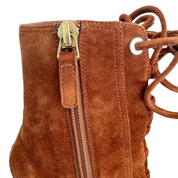 Laurence Dacade Couture Paris Suede LaceUp Bootie Block Heel - Picture 5 of 15